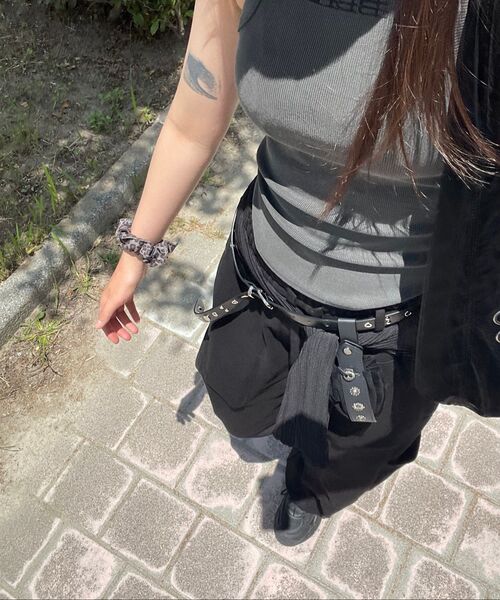 NEW EYELET LEATHER BELT (BLACK)