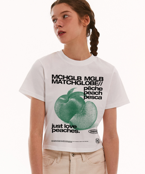 MATCHGLOBE（マッチグローブ）の「ピーチクロップTシャツ（ホワイト）（Tシャツ/カットソー・レディース・その他・FREE）」の2枚目の写真