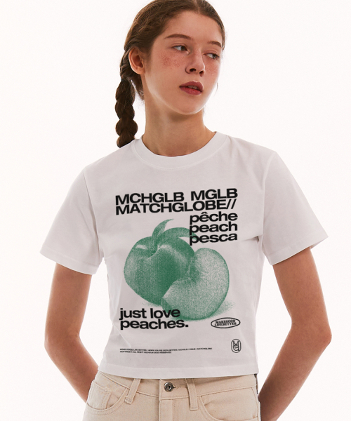 MATCHGLOBE（マッチグローブ）の「ピーチクロップTシャツ（ホワイト）（Tシャツ/カットソー・レディース・その他・FREE）」の6枚目の写真