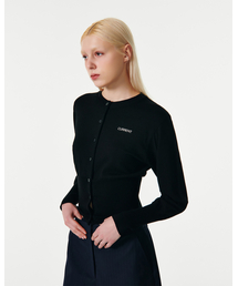 ESSENTIAL LOGO KNIT CARDIGAN [BLACK]