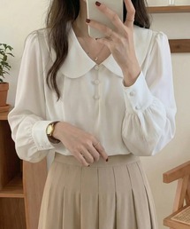 丸襟」に該当するレディースのシャツ/ブラウス（ホワイト/白色系・長袖