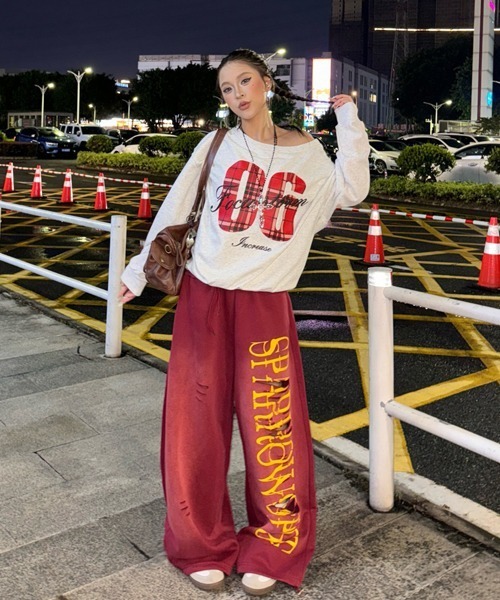 Ressaca（レサーカ）の「ワイドシルエットダメージ加工スウェットパンツ（スウェットパンツ・レディース・ブルー/レッド・M/L）」の8枚目の写真