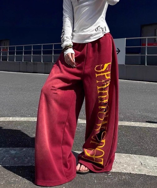 Ressaca（レサーカ）の「ワイドシルエットダメージ加工スウェットパンツ（スウェットパンツ・レディース・ブルー/レッド・M/L）」の5枚目の写真