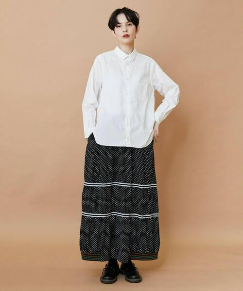 FRAPBOIS（フラボア）の「ニュースカラシャツ（シャツ/ブラウス・レディース・ブラック/ホワイト・1/2）」の6枚目の写真