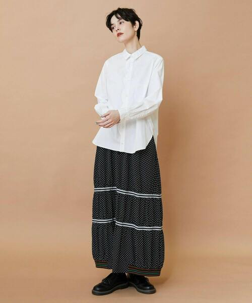 FRAPBOIS（フラボア）の「ニュースカラシャツ（シャツ/ブラウス・レディース・ブラック/ホワイト・1/2）」の7枚目の写真