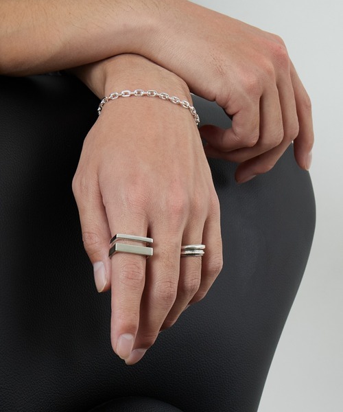 XOLO JEWELRY/ショロジュエリー] DIFFERENT WIDTH RING WITH HAIR LINE