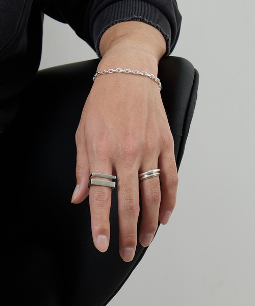 XOLO JEWELRY/ショロジュエリー] DIFFERENT WIDTH RING WITH HAIR LINE