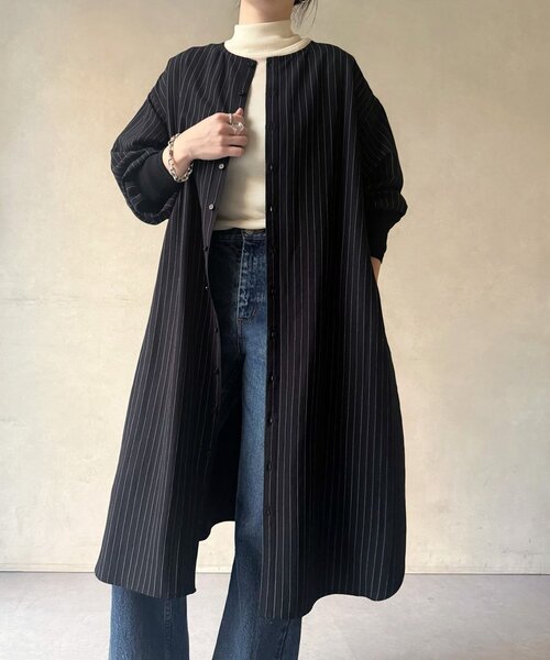 BEARDSLEY（ビアズリー）の「袖口ニットシャツワンピース（ワンピース・レディース・グレイッシュベージュ/ブラック・FREE）」の22枚目の写真