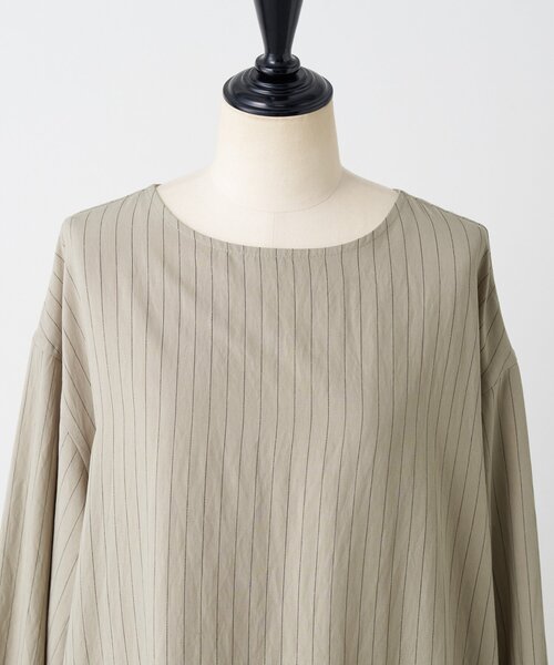 BEARDSLEY（ビアズリー）の「袖口ニットシャツワンピース（ワンピース・レディース・グレイッシュベージュ/ブラック・FREE）」の8枚目の写真