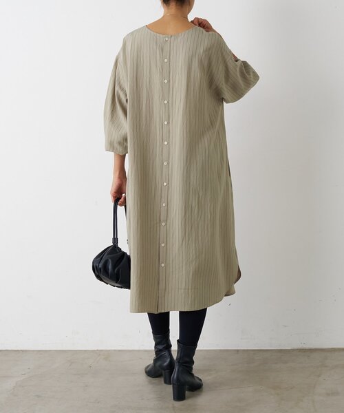 BEARDSLEY（ビアズリー）の「袖口ニットシャツワンピース（ワンピース・レディース・グレイッシュベージュ/ブラック・FREE）」の18枚目の写真