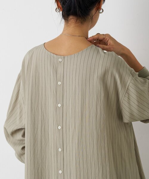 BEARDSLEY（ビアズリー）の「袖口ニットシャツワンピース（ワンピース・レディース・グレイッシュベージュ/ブラック・FREE）」の21枚目の写真