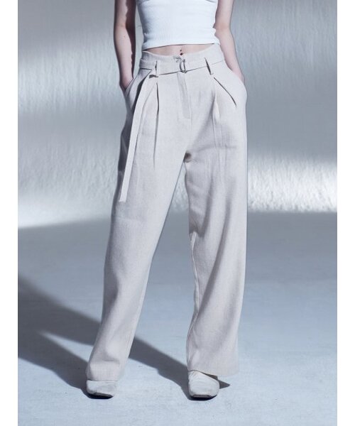 DILETTANTISME(ディレッタンティズム)の「リネンベルトツータックワイドパンツ(BG)(スラックス・レディース・その他・SMALL/MEDIUM)」の1枚目の写真