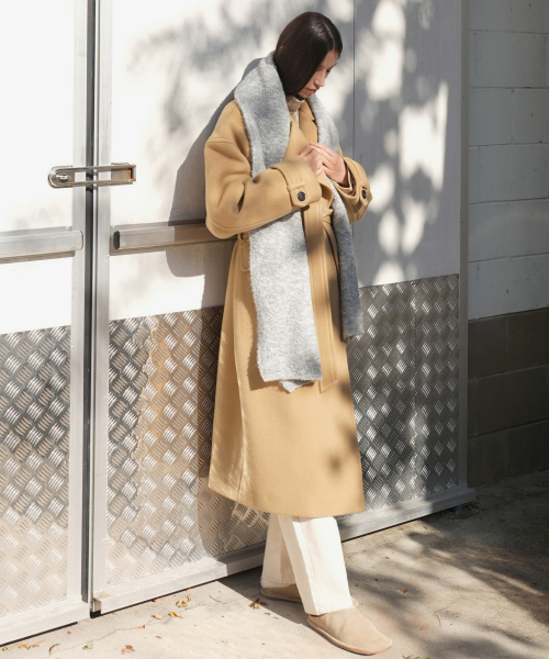 PAUL&ALICE(ポール&アリス)の「BELTED OVERSIZ WOOL COAT / BEIGE(チェスターコート・レディース・ベージュ・FREE)」の1枚目の写真