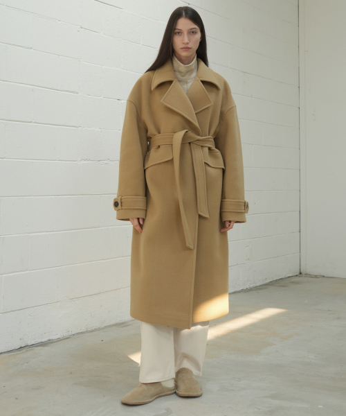 PAUL&ALICE(ポール&アリス)の「BELTED OVERSIZ WOOL COAT / BEIGE(チェスターコート・レディース・ベージュ・FREE)」の6枚目の写真