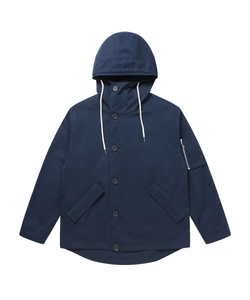 SOLEW(ソル)の「コットンフードウインドブレーカー_ネイビー(ナイロンジャケット・メンズ・その他・SMALL/MEDIUM/LARGE/X-LARGE)」の1枚目の写真