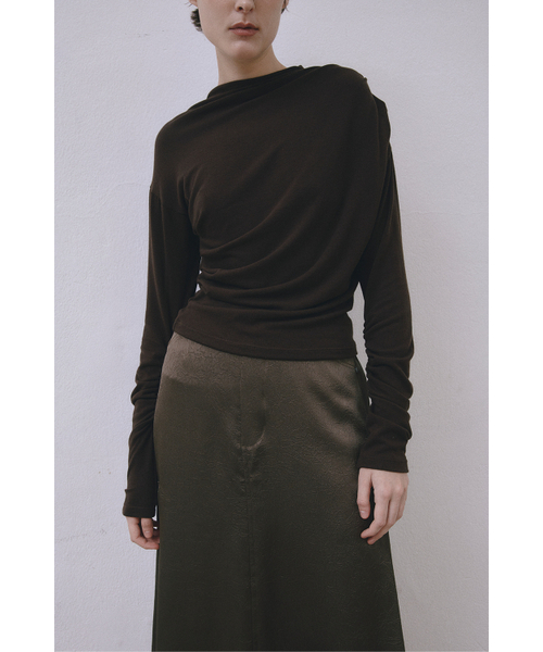 MIDNLOW(ミッドアンドロー)の「Mock Neck Draped T-shirts (Brown)(Tシャツ/カットソー・レディース・その他・FREE)」の6枚目の写真