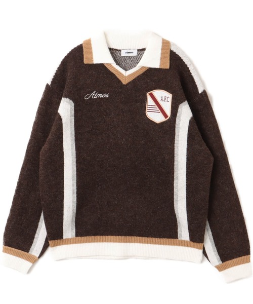 atmos(アトモス)の「atmos Knit Soccer Polo Shirt / アトモス ニット サッカー ポロシャツ(ニット/セーター・メンズ・ブラウン/グリーン/グレー・M/XXL/XL/L)」の2枚目の写真