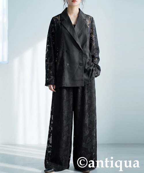antiqua(アンティカ)の「花柄レース ワイドパンツ(その他パンツ・レディース・ベージュ/ブラック・LARGE/MEDIUM)」の8枚目の写真