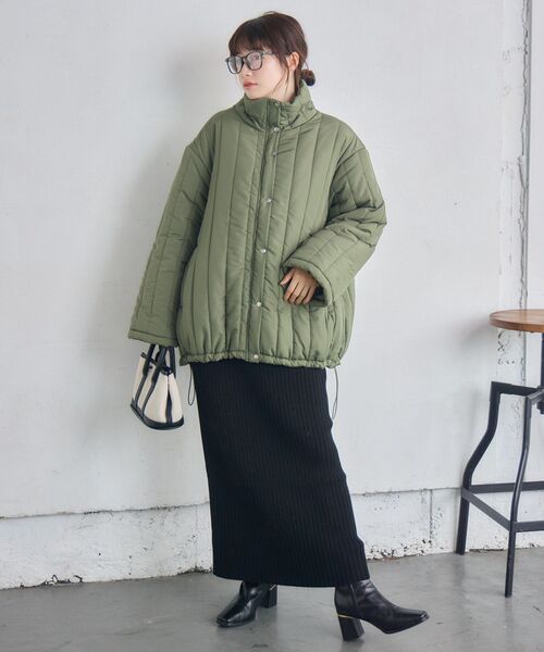 RETRO GIRL(レトロガール)の「中綿キルティングJK(ダウンジャケット/コート・レディース・ブラック/ナチュラル/グリーン・FREE)」の7枚目の写真