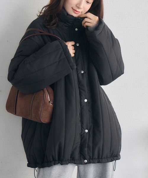 RETRO GIRL(レトロガール)の「中綿キルティングJK(ダウンジャケット/コート・レディース・ブラック/ナチュラル/グリーン・FREE)」の2枚目の写真