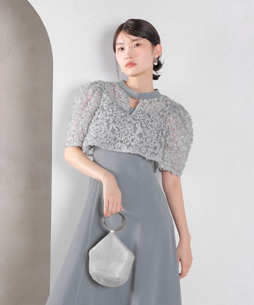 Kana（カナ）の「ルミナルレースボレロ レースアップフレアワンピース セットドレス  パーティードレス オケージョンドレス 結婚式 お呼ばれ（ドレス・レディース・ブルー/ベージュ/ブラック・M）」の3枚目の写真