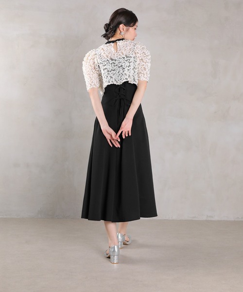 Kana（カナ）の「ルミナルレースボレロ レースアップフレアワンピース セットドレス  パーティードレス オケージョンドレス 結婚式 お呼ばれ（ドレス・レディース・ブルー/ベージュ/ブラック・M）」の20枚目の写真