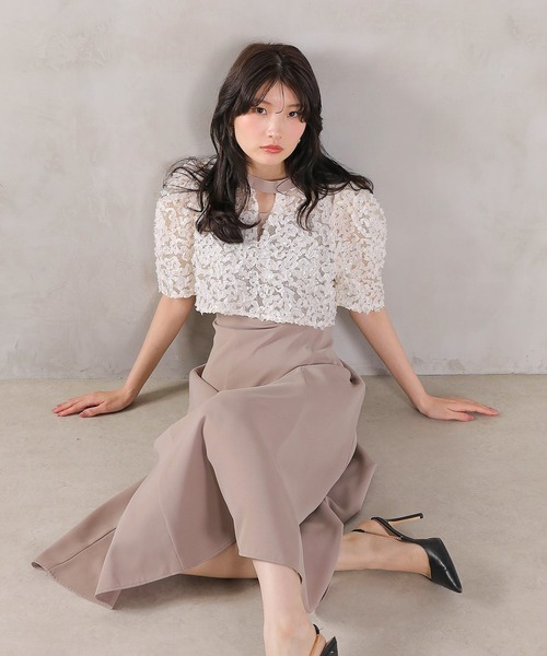 Kana（カナ）の「ルミナルレースボレロ レースアップフレアワンピース セットドレス  パーティードレス オケージョンドレス 結婚式 お呼ばれ（ドレス・レディース・ブルー/ベージュ/ブラック・M）」の19枚目の写真