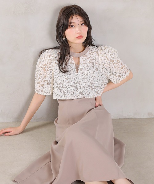 Kana（カナ）の「ルミナルレースボレロ レースアップフレアワンピース セットドレス  パーティードレス オケージョンドレス 結婚式 お呼ばれ（ドレス・レディース・ブルー/ベージュ/ブラック・M）」の18枚目の写真