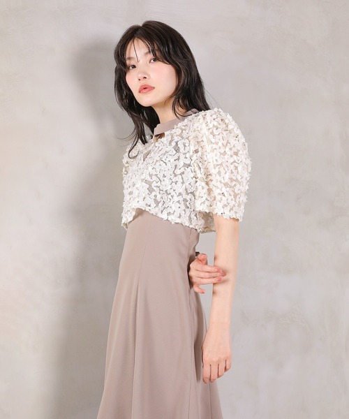 Kana（カナ）の「ルミナルレースボレロ レースアップフレアワンピース セットドレス  パーティードレス オケージョンドレス 結婚式 お呼ばれ（ドレス・レディース・ブルー/ベージュ/ブラック・M）」の16枚目の写真