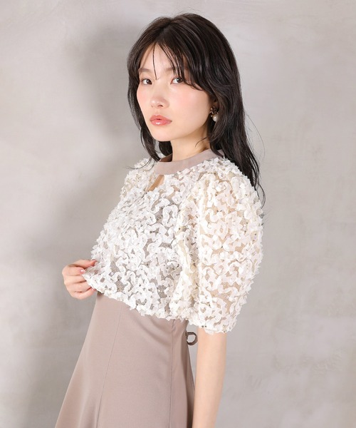 Kana（カナ）の「ルミナルレースボレロ レースアップフレアワンピース セットドレス  パーティードレス オケージョンドレス 結婚式 お呼ばれ（ドレス・レディース・ブルー/ベージュ/ブラック・M）」の15枚目の写真