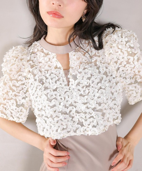 Kana（カナ）の「ルミナルレースボレロ レースアップフレアワンピース セットドレス  パーティードレス オケージョンドレス 結婚式 お呼ばれ（ドレス・レディース・ブルー/ベージュ/ブラック・M）」の14枚目の写真