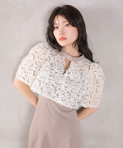 Kana（カナ）の「ルミナルレースボレロ レースアップフレアワンピース セットドレス  パーティードレス オケージョンドレス 結婚式 お呼ばれ（ドレス・レディース・ブルー/ベージュ/ブラック・M）」の12枚目の写真