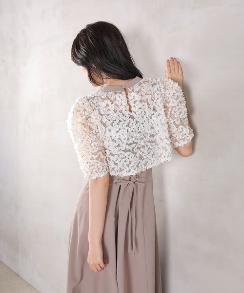 Kana（カナ）の「ルミナルレースボレロ レースアップフレアワンピース セットドレス  パーティードレス オケージョンドレス 結婚式 お呼ばれ（ドレス・レディース・ブルー/ベージュ/ブラック・M）」の11枚目の写真