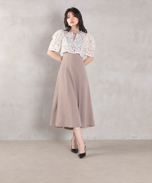 Kana（カナ）の「ルミナルレースボレロ レースアップフレアワンピース セットドレス  パーティードレス オケージョンドレス 結婚式 お呼ばれ（ドレス・レディース・ブルー/ベージュ/ブラック・M）」の10枚目の写真