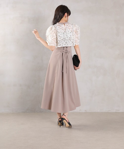 Kana（カナ）の「ルミナルレースボレロ レースアップフレアワンピース セットドレス  パーティードレス オケージョンドレス 結婚式 お呼ばれ（ドレス・レディース・ブルー/ベージュ/ブラック・M）」の8枚目の写真