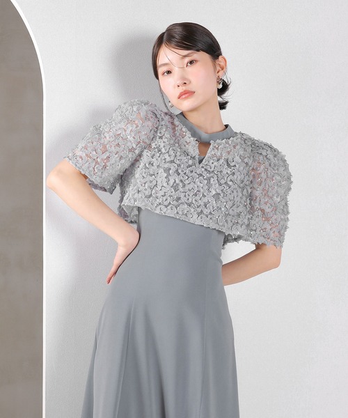 Kana（カナ）の「ルミナルレースボレロ レースアップフレアワンピース セットドレス  パーティードレス オケージョンドレス 結婚式 お呼ばれ（ドレス・レディース・ブルー/ベージュ/ブラック・M）」の5枚目の写真