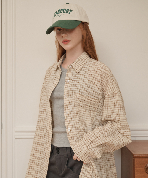 LOSSYROW(ロッシロー)の「Lossy Grid Oversized checkered shirt Beige(シャツ/ブラウス・レディース・ベージュ・FREE)」の1枚目の写真