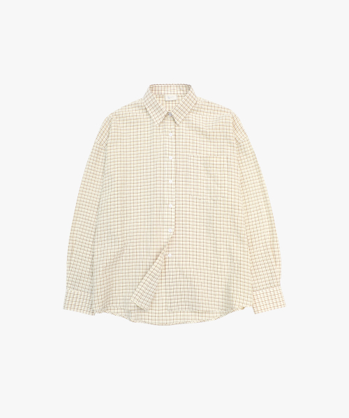LOSSYROW(ロッシロー)の「Lossy Grid Oversized checkered shirt Beige(シャツ/ブラウス・レディース・ベージュ・FREE)」の5枚目の写真