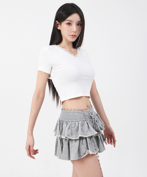 CATTLINE(カトリン)の「レースVネッククロップTシャツブラック(Tシャツ/カットソー・レディース・その他・FREE)」の12枚目の写真