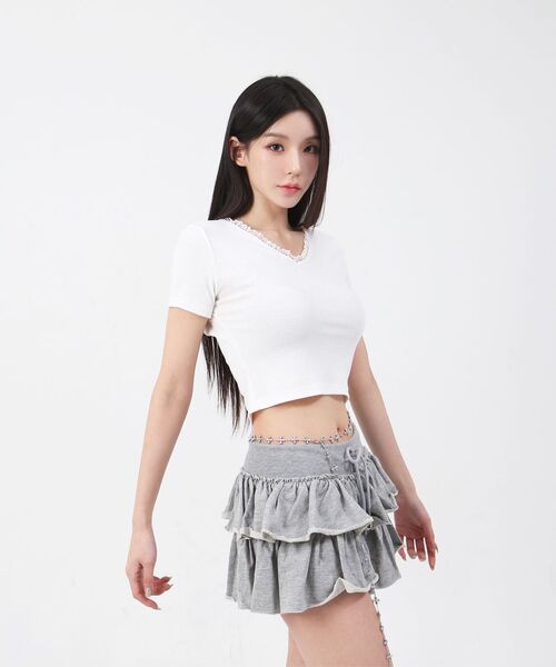 CATTLINE(カトリン)の「レースVネッククロップTシャツブラック(Tシャツ/カットソー・レディース・その他・FREE)」の22枚目の写真