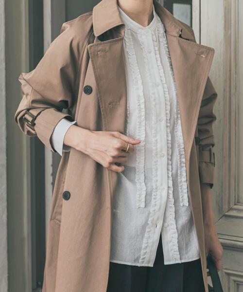 URBAN RESEARCH DOORS（アーバンリサーチドアーズ）の「フロントフリルスタンドカラーブラウス（シャツ/ブラウス・レディース・ブルー系その他/オフホワイト・FREE）」の3枚目の写真