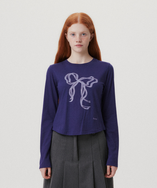 AMESWORLDWIDE(アメスワールドワイド)の「RIBBON GRAPHIC LS TEE NAVY(Tシャツ/カットソー・レディース・その他・FREE)」の7枚目の写真