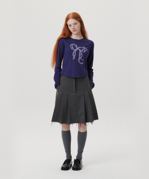 AMESWORLDWIDE(アメスワールドワイド)の「RIBBON GRAPHIC LS TEE NAVY(Tシャツ/カットソー・レディース・その他・FREE)」の5枚目の写真