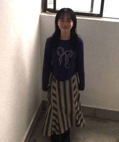 AMESWORLDWIDE(アメスワールドワイド)の「RIBBON GRAPHIC LS TEE NAVY(Tシャツ/カットソー・レディース・その他・FREE)」の9枚目の写真