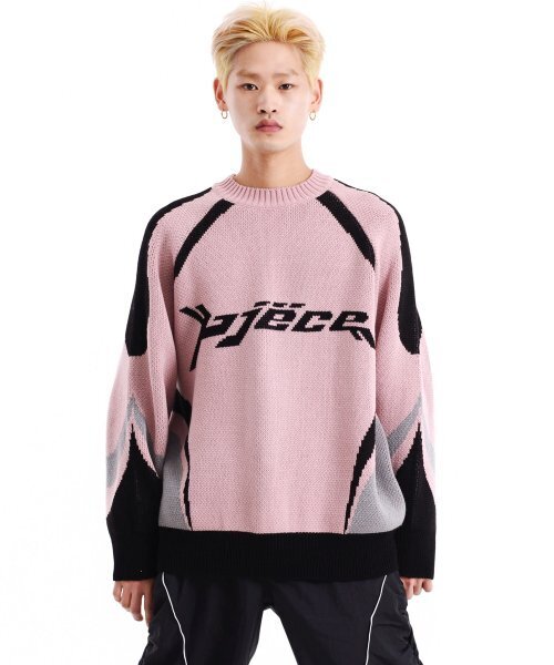 PIECEMAKER(ピースメーカー)の「PIECE RACING KNIT SWEATER (PINK)(ニット/セーター・レディース・その他・FREE)」の1枚目の写真
