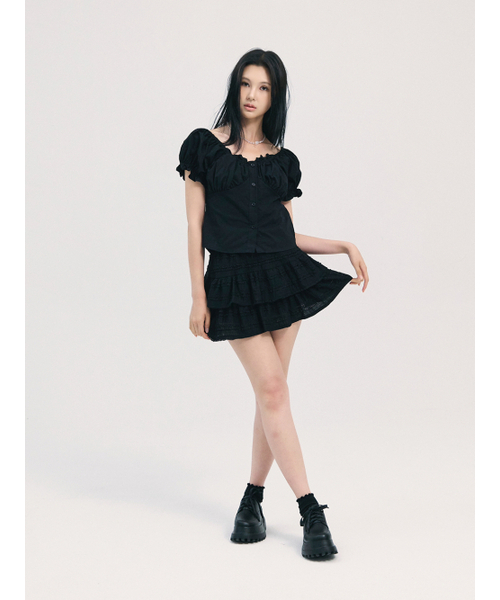 BABLETWO(ビーエイブルトゥー)の「noa shirring blouse-black(Tシャツ/カットソー・レディース・その他・ONE SIZE)」の2枚目の写真