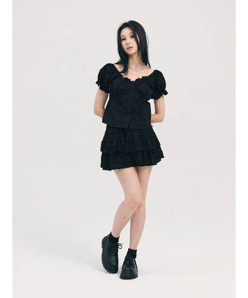 BABLETWO(ビーエイブルトゥー)の「noa shirring blouse-black(Tシャツ/カットソー・レディース・その他・ONE SIZE)」の3枚目の写真