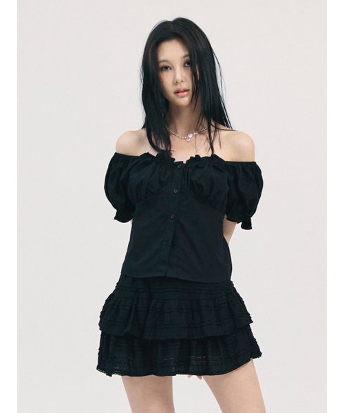 BABLETWO(ビーエイブルトゥー)の「noa shirring blouse-black(Tシャツ/カットソー・レディース・その他・ONE SIZE)」の4枚目の写真