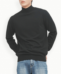 GOLDPERCENT（ゴールドパーセント）の「ビスコースソフトコージーハーフポーラベーシックニット（ブラック、MEN）（ニット/セーター）」