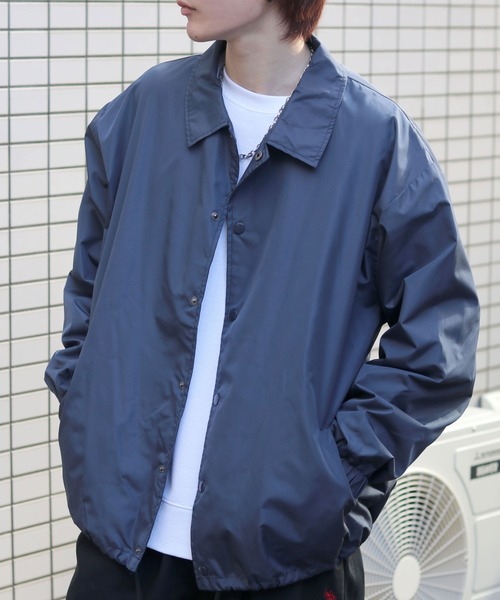 Salong hameu(サロン ハミュー)の「撥水 ビッグシルエット コーチジャケット/シンプル無地/軽量/ユニセックス(ブルゾン・メンズ・カーキ/ブラック/ネイビー・LL/L/M)」の1枚目の写真